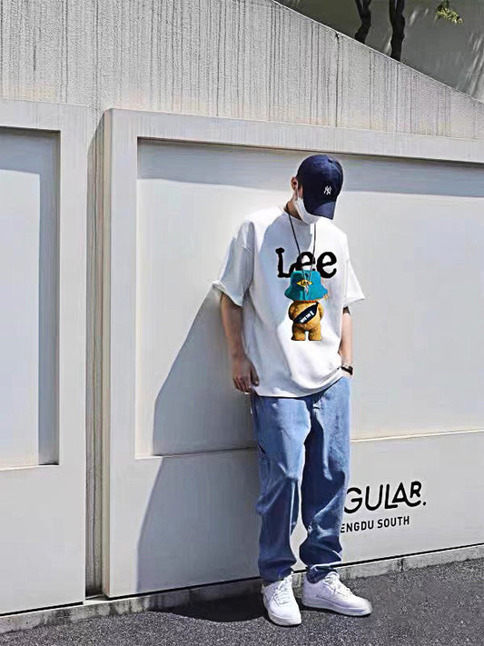 Lee Bear Baskılı Beyaz T-Shirt
