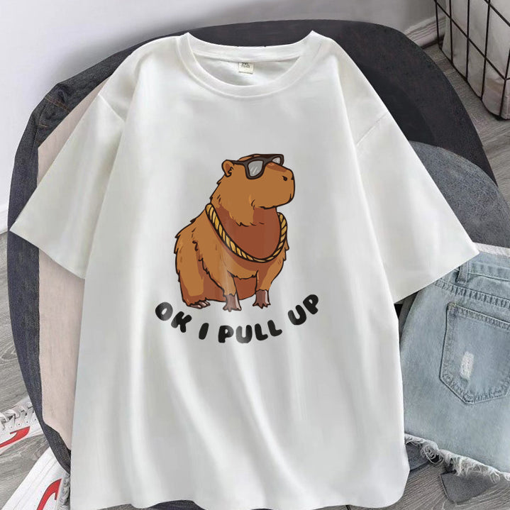 Ok I Pull Up Baskılı Beyaz T-Shirt