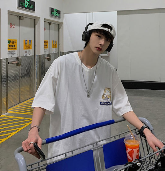 Priatinker Cat Baskılı Beyaz T-Shirt