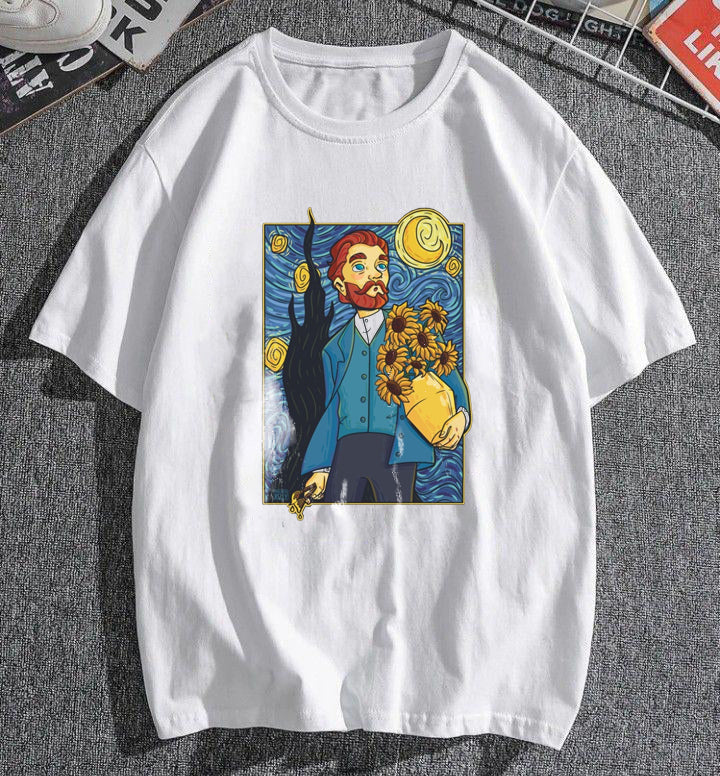 Van Gogh Baskılı Beyaz T-Shirt