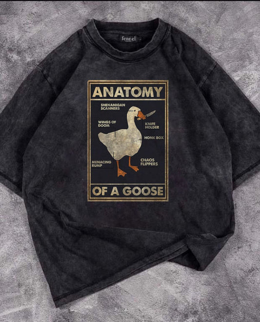 Duck Anatomy Baskılı Yıkamalı T-Shirt