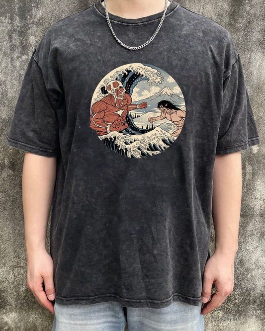 Attack On Titan Art Baskılı Yıkamalı T-Shirt