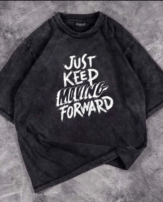 Just Keep Baskılı Yıkamalı T-Shirt