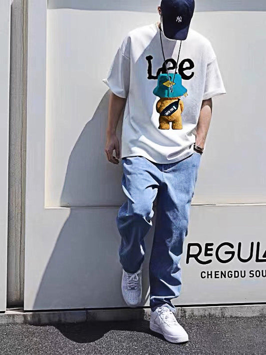 Lee Bear Baskılı Beyaz T-Shirt