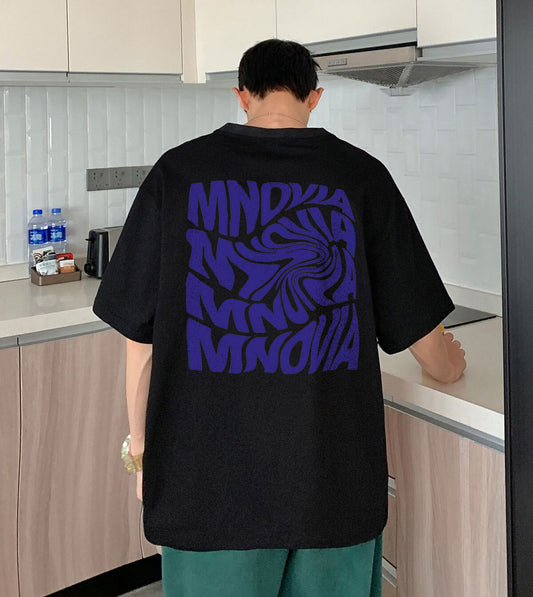 MNOVIA Baskılı Siyah T-Shirt
