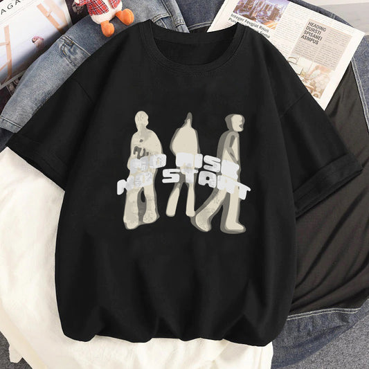 No Rise No Start Baskılı Siyah T-Shirt