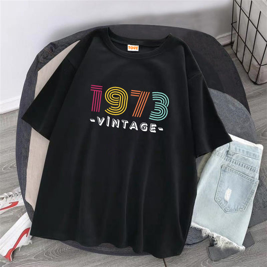 1973 Vintage Baskılı Siyah T-Shirt