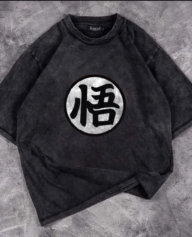 Dragon Ball Baskılı Yıkamalı T-Shirt