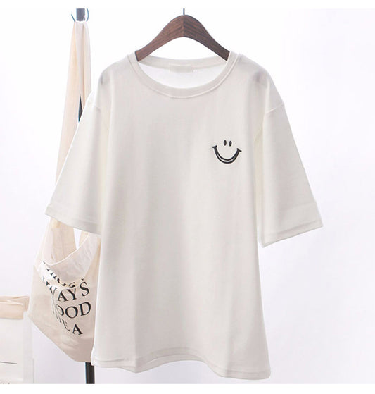 Smile Baskılı Beyaz T-Shirt